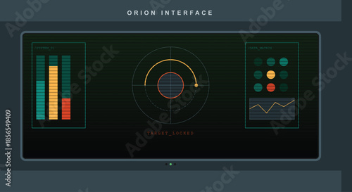 Orion Interface: Futuristic digital interface, a glimpse into the sophisticated control panels of tomorrow, inviting exploration into the realm of advanced technology and data visualization.