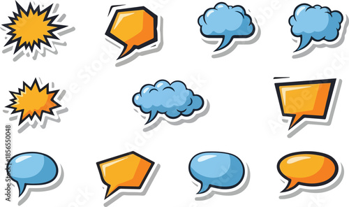 Various Speech Bubble Illustrations for Communication, Thought, and Creative Design Purposes