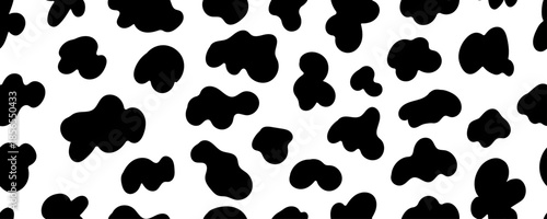 Milk Stain Spot Cow Pattern. Spot Pattern on Seamless Cow Texture for Animal Print. Vector Doodle Surface Design 