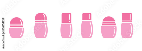 colorful roll-on deodorant icon set outlined, isolated on a white background