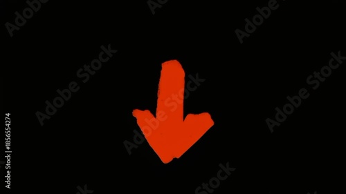 Animated red arrow pointing downward on black background.