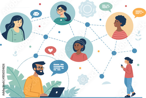 Social network connection illustration