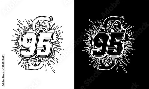 Number 95 with Turbocharger and Splash Effect Design.