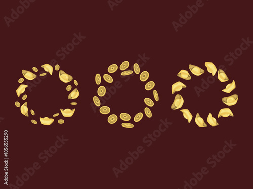 currency gold chinese new year business asian lunar fortune wealth cartoon money element ornament