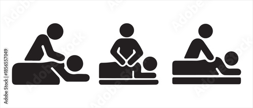 Massage Icons Set. Therapeutic Bodywork Poses isolated on white background.