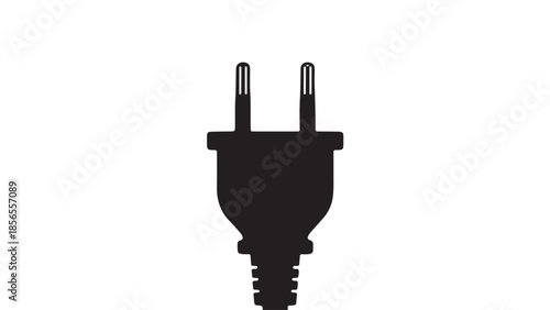 Electric Plug Silhouette in Simple Monochrome Black on White Background for Technology Illustration