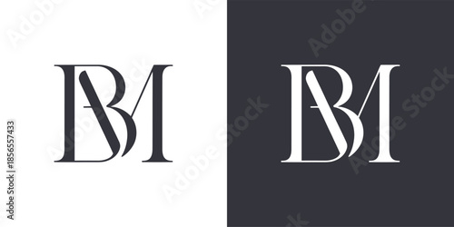 BM Letter Minimalist Logo Design Vector , Initial Logo Vector