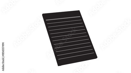 Black solar panel in modern design with sleek silver lines on dark matte surface for renewable energy