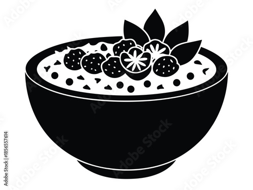 Healthy Fresh Fruit and Dessert Bowl Silhouette Icon