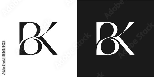 BK Letter Minimalist Logo Design Vector , Initial Logo Vector for Brand Company