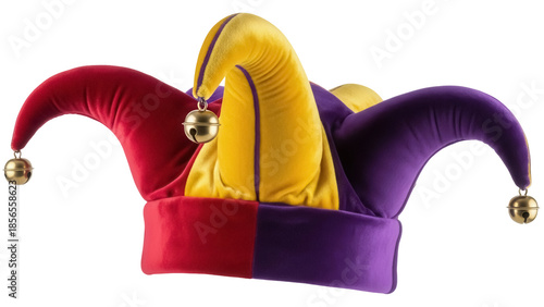 Foto Isolated Carnival Jester Hat with Bells for Mardi Gras, Costumes, Parties and Ce