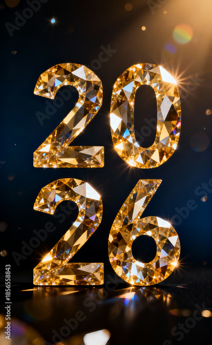 Refined Golden Crystal 2026 Symbol For Premium Celebration Design