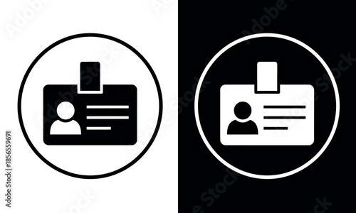 A stark visual contrast between black and white depicting identification card icons within circles high-quality