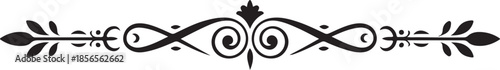 Symmetrical ornate black flourish divider for classic horizontal embellishment or separator element