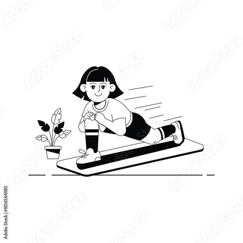 A visually appealing glyph illustration of a woman performing mountain climber exercise for cardio