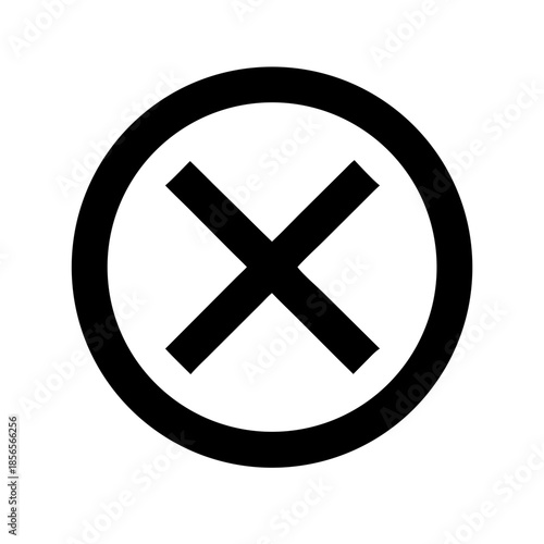 Icon of Denial: The stark simplicity of a bold X mark, encased within a contrasting circle, conveys a definitive message of negation or disapproval.