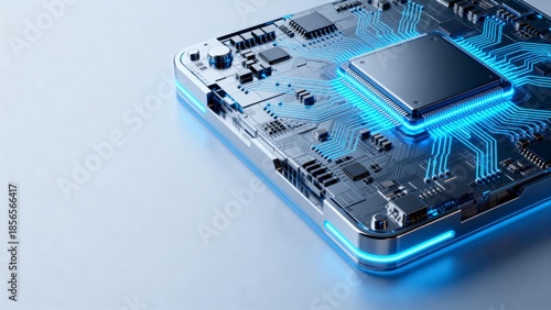 Closeup of illuminated circuit board