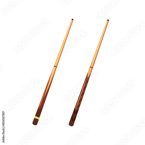 Billiard stick vector illustration, wooden billiard cue sticks icon, billiard clip art, billiard equipment icon, snooker pool accessories vector illustration