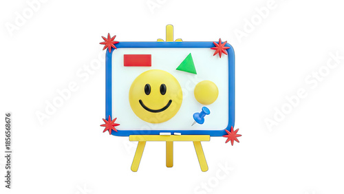 Smiling Face on Easel with Shapes - Education Concept