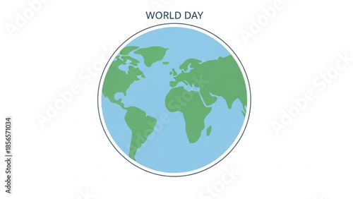 World day concept with globe illustration on white background, earth day awareness symbol, global unity and environmental protection theme, simple
