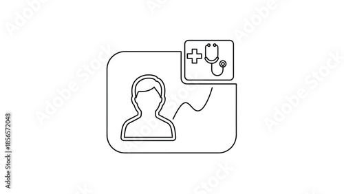 Simple line icon depicting patient communication regarding medical care and healthcare monitoring