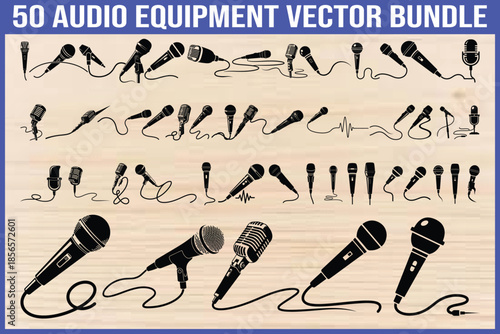 Audio Equipment Microphone Vector Set