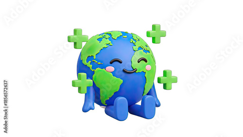 Smiling Earth with Plus Signs - Positive Global Health