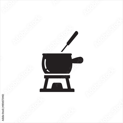  Silhouette fondue pot on burner simple cooking vector illustration