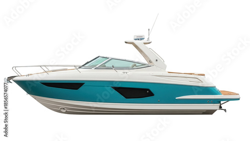 Billede på lærred Isolated motorboat on background for commercial use; new technology luxury sea v