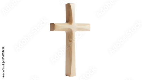 Isolated simple wooden cross, Christian religious symbol of faith and hope and salvation