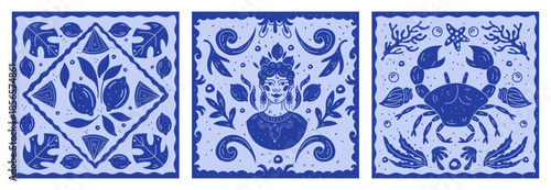 Summer lemon pattern. Mediterranean frame square. Italy traditional ornament graphic. Fabric print design. Textile handkerchief art. Decorative composition botanical motif. Vector bandana tidy design