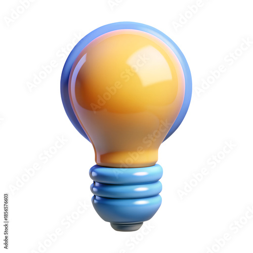 3d light bulb idea icon glossy finish soft glow 
