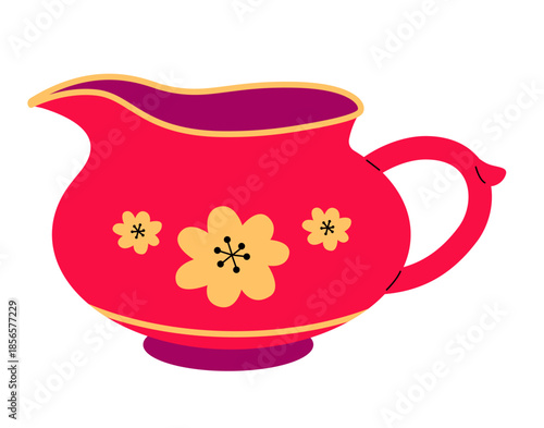 Chinese Fairness Pitcher. Chahai Flat Vector Illustration. Gong Fu Cha Tea Ceremony.