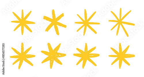 Star crayon pencil chalk hand drawn background sketch color. Yellow crayon star collage sticker doodle element.