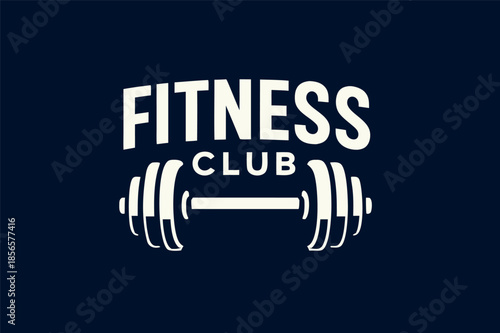 Fitness Club Logo with Barbell Icon on Dark Background
