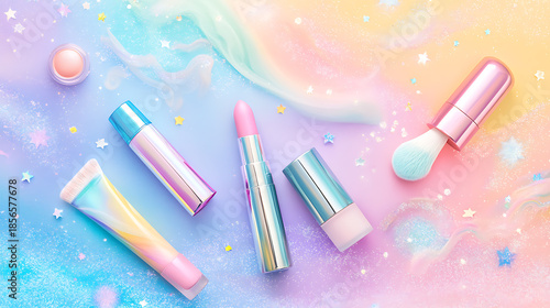 Wallpaper Mural A cute cosmetic-themed background, perfect for use as a decorative backdrop or wallpaper. Torontodigital.ca