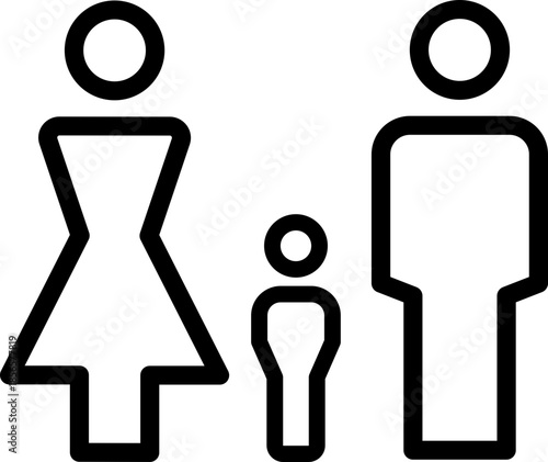 Family Icon – Parents and Child People Outline Vector