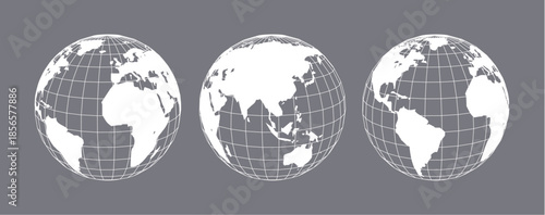 World globe earth vector icon. Global planet map america asia world earth travel concept illustration