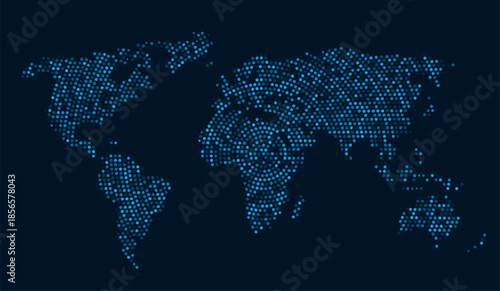 World map digital dots global technology background. Abstract data visualization network communication earth design.