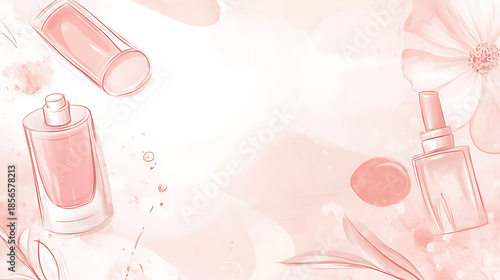 A cute cosmetic-themed background, perfect for use as a decorative backdrop or wallpaper.