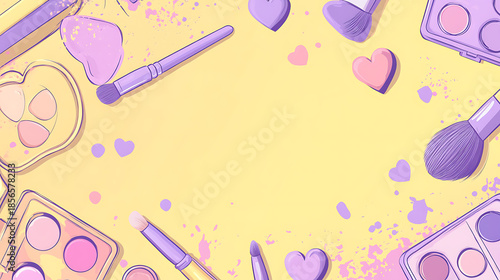 A cute cosmetic-themed background, perfect for use as a decorative backdrop or wallpaper.