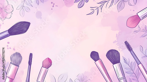 A cute cosmetic-themed background, perfect for use as a decorative backdrop or wallpaper.