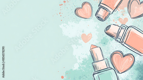 A cute cosmetic-themed background, perfect for use as a decorative backdrop or wallpaper.