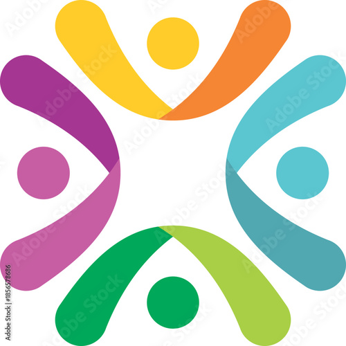 3d graphic of an abstract colorful teamwork solid bussines logo vektor. on vector illustration of a happy family