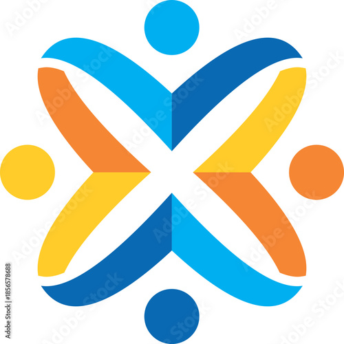 teamwork people logo on 3d graphic of an abstract colorful teamwork solid bussines logo vektor.