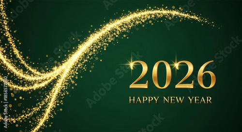 Happy New Year 2026 Golden Celebration Stock Vector . 2026 Happy New Year Background Design. Greeting Card, Banner, Poster. Vector Illustration .