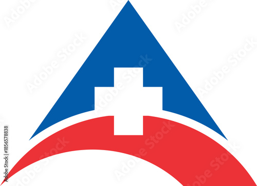 triangle cross hospital vector logo