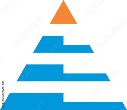  3d abstract  triangle technology colored  symbol logo as tree made from paper