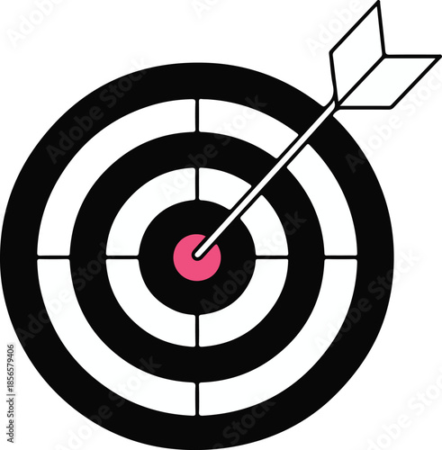 Bullseye target with arrow hitting the center pink point.