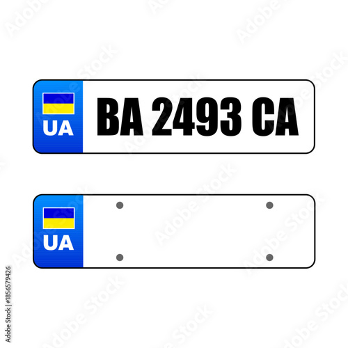 Ukraine License Plate Template. UA Number Plate. Vector illustration